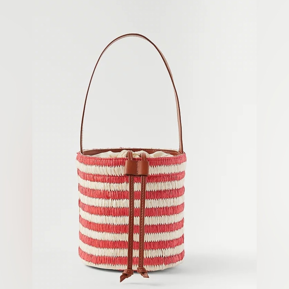 Ann Taylor Striped Raffia Bucket Bag NEW WITHOUT TAGS!